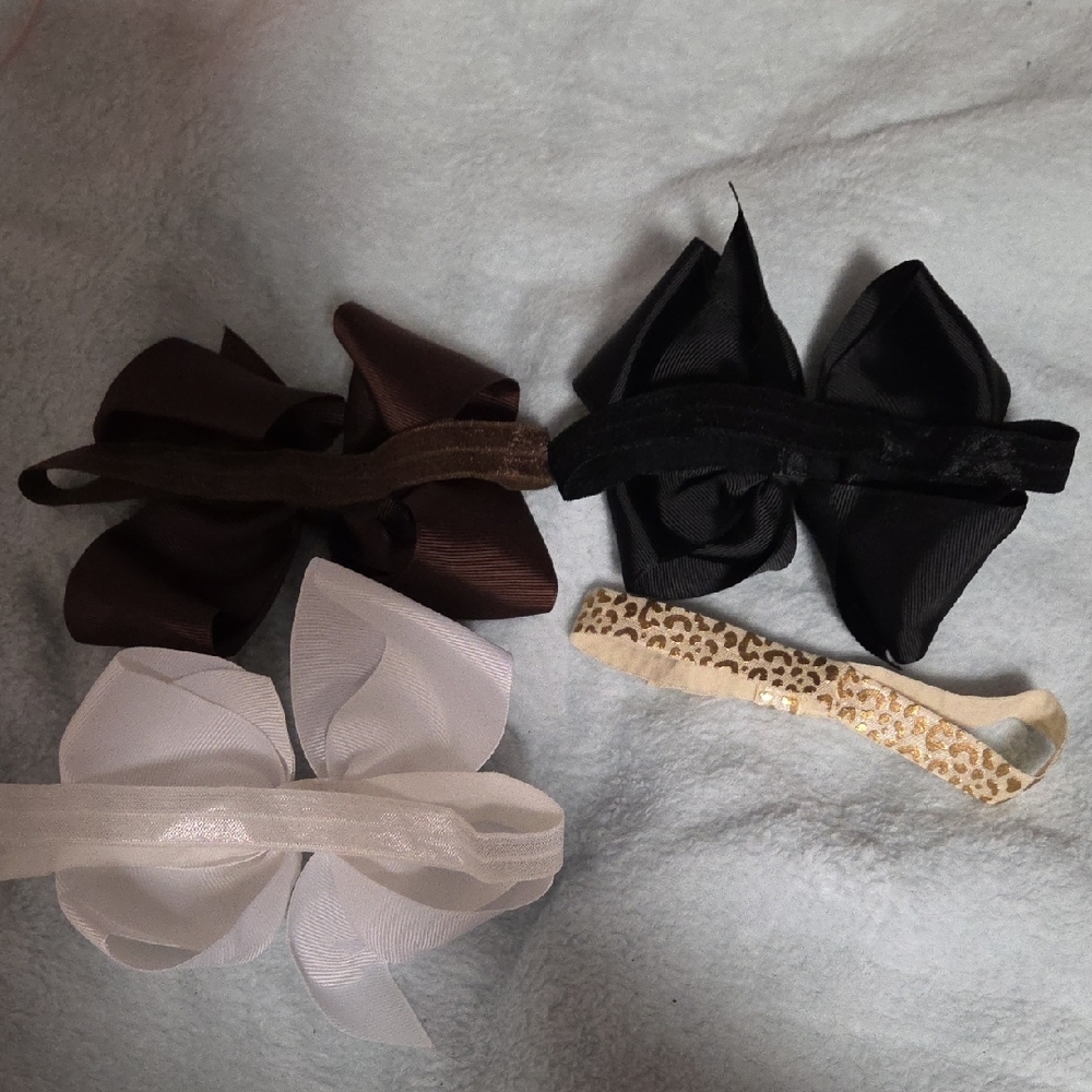 Elegant Kids Bow Headband Set - Black, Brown, White, Leopard - Picture 6 of 6